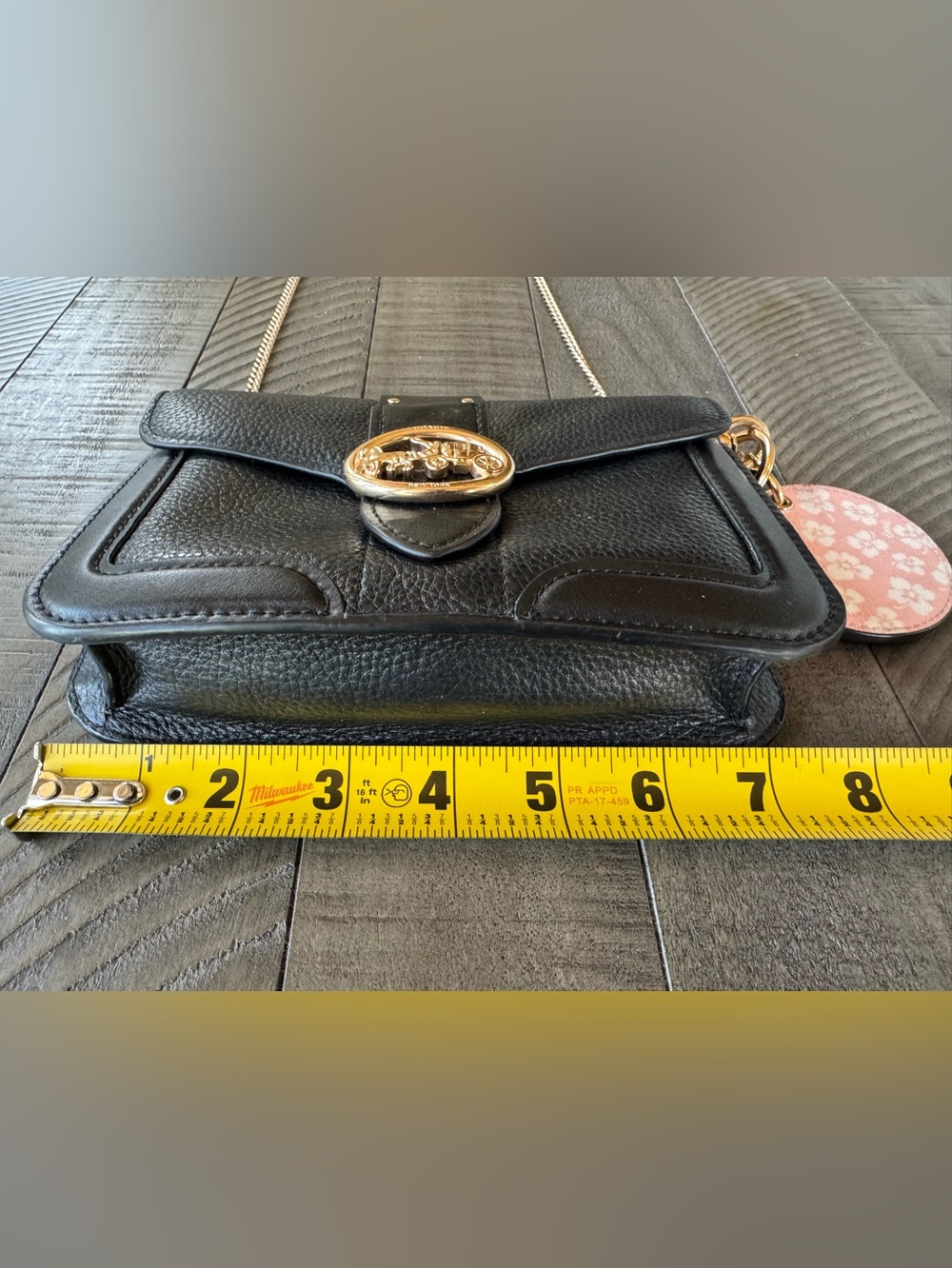 Coach Georgie Crossbody/Xbody Black Pebble/Leather Bag Purse With Rivets - Picture 12 of 16